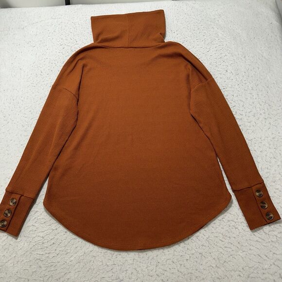 LuLaRoe Round Hem Women's Medium Burnt Orange Cowlneck Waffle Knit Sweater - Picture 11 of 13